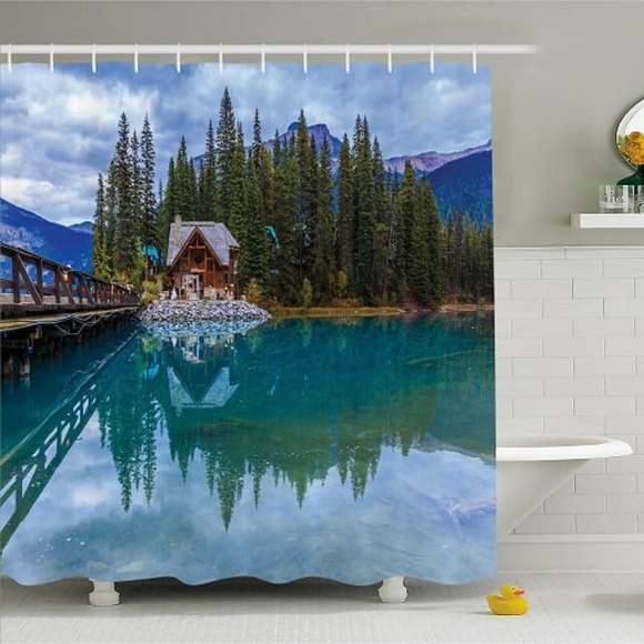 Ambesonne Other - Shower Curtain Lake Vacation Cabin Print